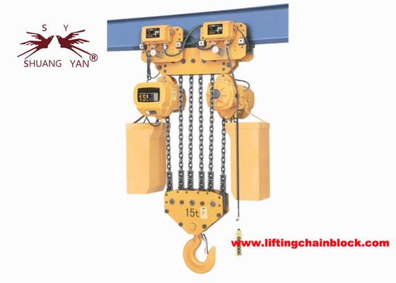 15T / 33000lb Electric Chain Hoist With Beam Trolley