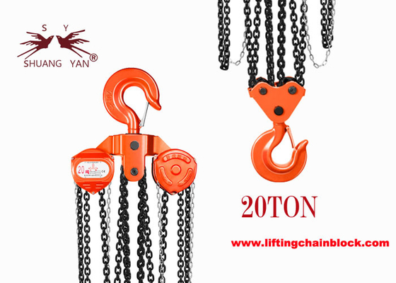 Building Bridge Hand Operated Lifting Chain Block Lifting Hoist Forged Hook 20 Ton