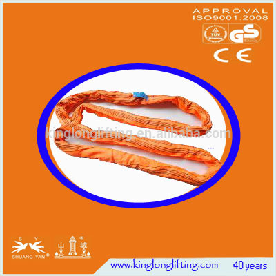 Polyster Lifting Chain Slings  Orange Color Customized Round Shape