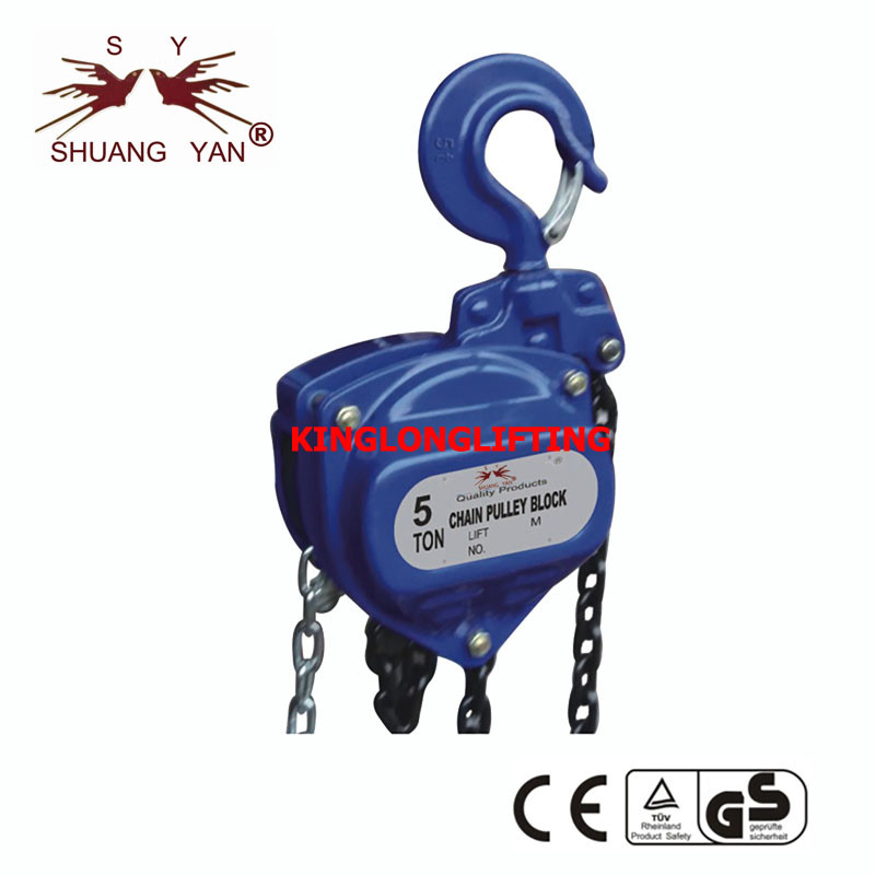 CE GS Heavy Duty Lifting Tool Elephant Type Manual Chain Pulley Block Hoist 5T