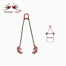 Two Chains Hooks Sheet Metal Clamps , Steel Beam Lifting Clamps For Oil Drum